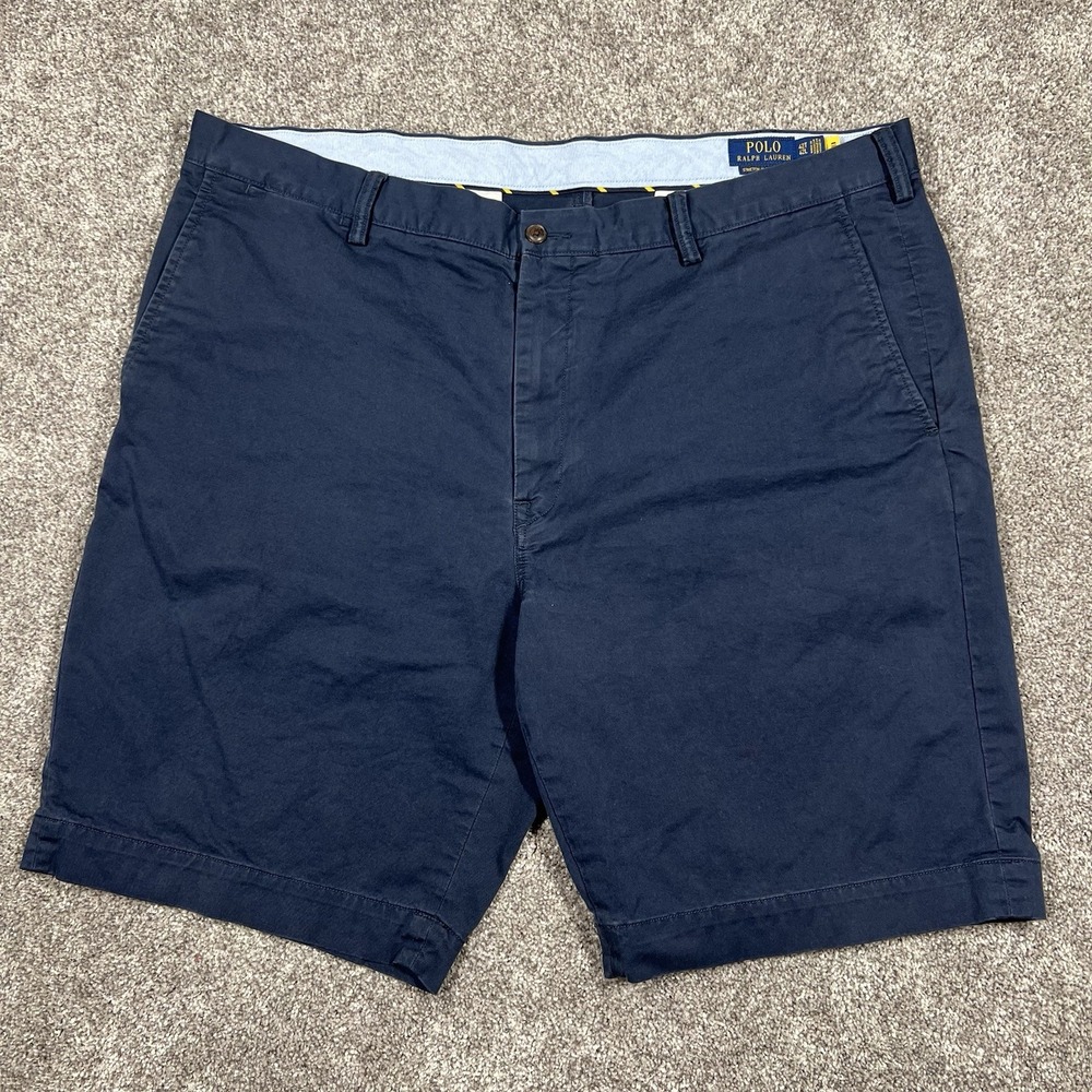 Polo Ralph Lauren Shorts Men 42 Navy Blue Stretch Classic Fit Chino Cotton Twill